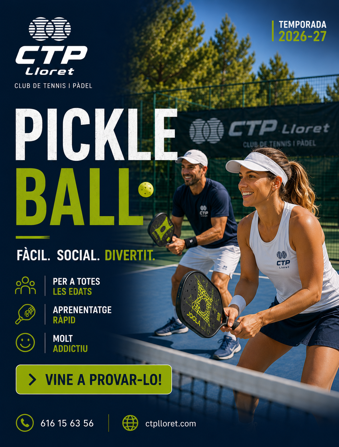 Pickleball CTP Lloret · Fàcil, social, divertit